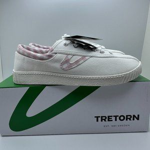 Tretorn Nylite Womens Tennis Shoes Sneakers 8.5 White Pink Lace Low Top Comfort